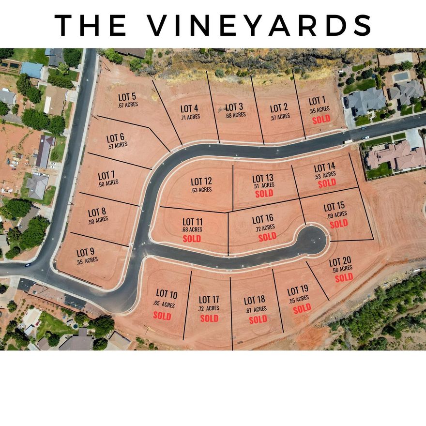 Welcome to The Vineyards at Santa Clara! ONLY A FEW LOTS LEFT! Gorgeous large and expansive lots that include secondary irrigation water. This subdivision is ideally located as it is tucked away and sits near the Santa Clara river, yet close to all the amenities in schools, shopping, hiking, biking, and more. These lots offer the opportunity to bring your very own builder and build your custom dream home!