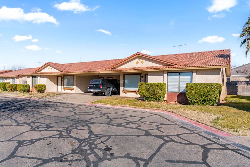 Beautiful Southern Utah Views + Affordability with this well-maintained 3-bedroom, 2-bath, 1039 SQ. FT. townhouse. Tucked away in a quiet St. George neighborhood. Enjoy private mountain views from the backyard patio while backing up to a church parking lot for added privacy and no neighbors behind! Features include a carport with storage closet, fresh paint, clean carpet, new toilets, and a new refrigerator. Low HOA provides a pool and well-kept common areas. Perfect for a first home, vacation property, investment, or anyone seeking affordability in Southern Utah. Conveniently located near stores, parks, trails, Snow Canyon, and all the amenities St. George has to offer. Listed under $300,000 at $298,000 you are going to want to see this one!