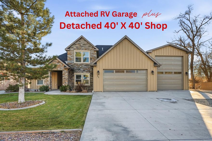 Welcome to this beautifully built home in the charming town of Kanarraville, where you'll find room for everything. Offering an impressive 16x44' attached RV garage that adds 704 sq ft to the garage space, plus a 40x40 detached shop with 1,600 total sq ft and 14' doors—ideal for RVs, projects, or extra storage. The home is ADA compliant and designed for easy main-level living with no steps into the house, while the upstairs provides large bedrooms, a TV room, & a spacious bath for guests or family. You'll appreciate the quality construction, dual-zoned high-efficiency HVAC, and peaceful setting. The elevated yard and large covered porch and patio take full advantage of the views, plus you're just minutes from Kanarra Falls, Zion National Park, Kolob, and an easy drive to Las Vegas or SLC.