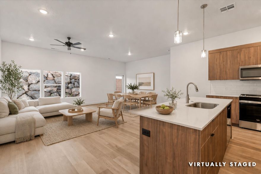 WOW! Don't miss this 4-bedroom end-unit townhome with 2.5 bathrooms and a 2-car garage located in a quiet cul-de-sac in beautiful Ivins! This desirable end unit offers extra privacy along with a private back patio and additional designated parking, making it a standout opportunity. Located in the Sage Villas community, you'll enjoy stunning Red Mountain views and convenient access to schools, parks, trails, and grocery stores just minutes away.
Seabright Homes is currently offering a $5,000 preferred lender incentive, and this property also qualifies for the SB240 First-Time Homebuyer Program, providing up to $20,000 in assistance for eligible buyers.