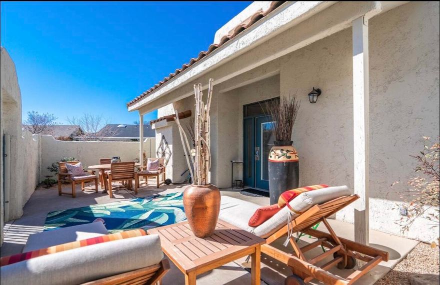 Welcome to Amira, your Turn-Key, Fully Furnished Destination Resort. This Overnight Vacation Rental is a Corner Unit featuring a deluxe King Suite designed to RELAX & PAMPER! It features a newly Renovated full- sized Kitchen with Stainless Steel Appliances, a Reverse-Osmosis Water Tap, Concrete Countertops, a Private Massage Table, Jetted Tub, Marquis Fireplace, a Spacious Open Floorplan, & a Private Patio. The Resort grounds also feature two Heated Swimming Pools, Hot Tub, Tennis and Pickleball Courts, Workout Facility, and a Shared Laundry Facility as well as easy access to Melted Massage located at Amira. From here, you are within minutes of so much St. George and the surrounding areas have to offer including Hiking & Biking Trails, Golf Courses, Restaurants and-- of course-- the National Parks! This unit has a newer HVAC, Hot Water Heater, and the Roof was replaced in 2019. You will feel like you own your own Spa!