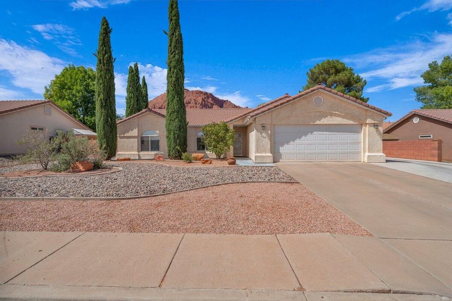 Ideally located near Rocky Vista University, Red Mountain, a neighborhood park, and Rocky Vista Public Charter School, this well-cared-for home in a quiet neighborhood offers the perfect mix of comfort, convenience, and desert charm. Enjoy a bright, open floor plan with vaulted ceilings, updated lighting, and ceiling fans throughout. The kitchen features granite countertops, ample cabinetry, and a walk-in pantryperfect for cooking and entertaining.

A dedicated mudroom off the garage adds extra storage and keeps things tidy, while the garage includes durable epoxy flooring. A brand-new washer and dryer are also included.

The primary suite offers a peaceful retreat with a walk-in shower and walk-in closet. A versatile front bedroom offers space as a home office.

Relax outdoors with low-maintenance desert landscaping, a private backyard, mature trees, a covered patio with gas BBQ hookup, raised garden beds, and a storage shed.

Additional features include RV parking, an updated water heater, and a tasteful blend of newer (2023) tile, carpet, and luxury vinyl plank flooring throughout.

Perfect for first-time buyers, snowbirds, or Rocky Vista University faculty seeking a move-in-ready home in an unbeatable location with no HOA!

Buyer to verify all information, deemed reliable, however buyer to verify all info including utilities, rental restrictions, and HOA information if applicable.
