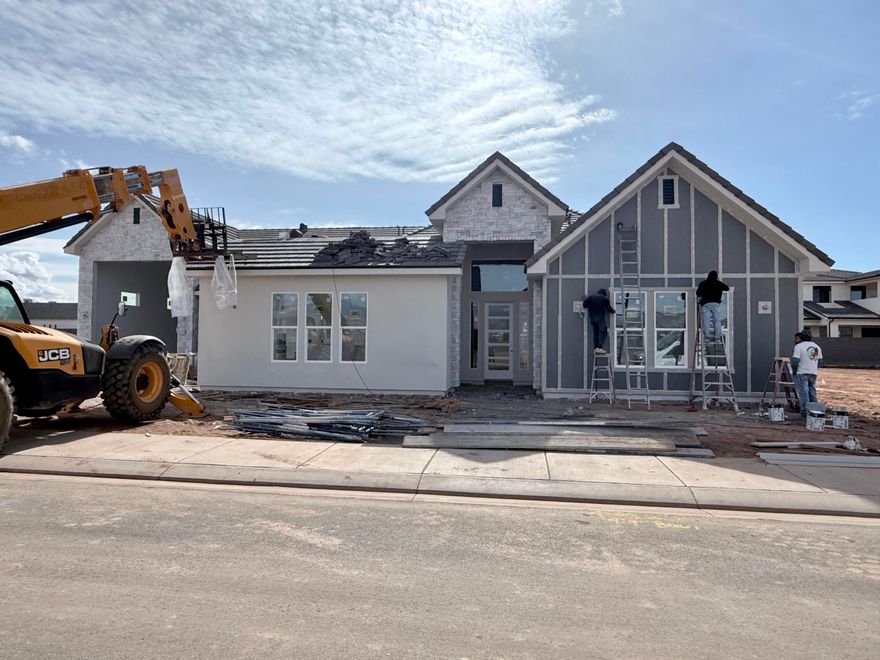 This beautiful home is situated on the east side of town and boasts features such as LVP flooring, quartz countertops, and under-mount sinks with soft-close drawers and cabinets. It  includes a smart home kit, a Wi-Fi router, a programmable thermostat, and a keyless front door lock. The garage features an epoxy-coated floor and accommodates a 41-foot RV garage. Additionally, there is a 15-foot side parking space and a 30-foot backyard. The home is also plumbed for a future pool.