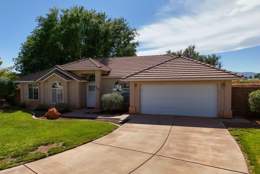 PADRE CANYON ESTATES -NO HOA !   This great home is at the 'Home of the Red Mountain' in Ivins.  Beautiful Views.  NEW Paint, NEW Flooring.  This is a great open floor plan.  3 Bd, 2 Ba, 2 Car Garage.  Private back yard.  Block Wall with enclosed back yard.  Backs up to a new subdivision.  Large Mature shade threes.  Decorative Wrought Iron Gates on both sides of the home.  Room for RV Parking, if you choose to put in.    Quite and secluded Neighborhood.  Nice Washer and Dryer included.  Home Warranty included.  Please take shoes off!  Thank you.