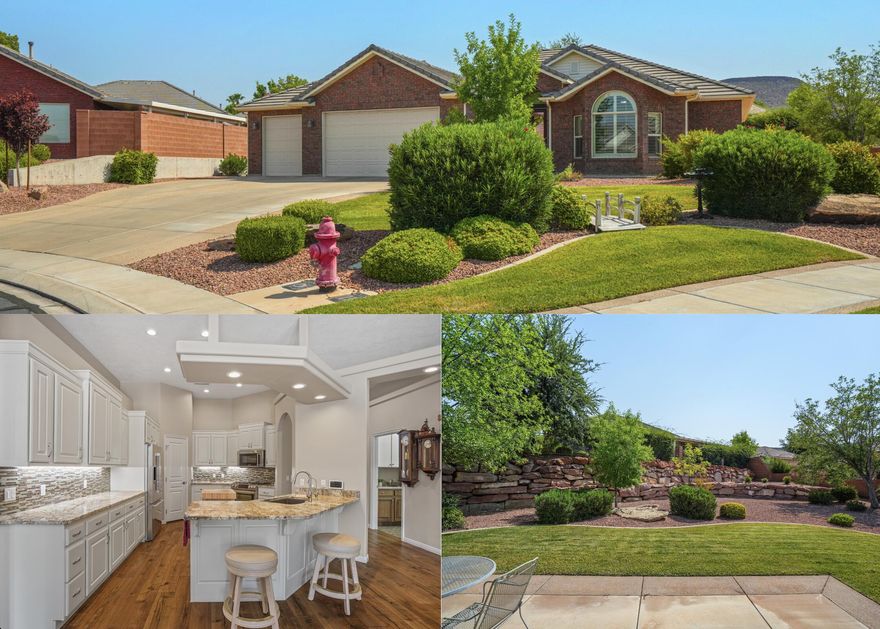 Charming brick home with 3 beds + den near Sunbrook Golf Course. Beautifully updated in 2017 with over $61K in upgrades. Lovely painted cabinets, with new doors, roll-out shelves, a roll-out double trash can, granite countertops, butcher block island, stainless steel appliances, interior paint, carpet, maple engineered wood floors, plantation shutters, & custom closets. Enjoy the comfort of the new, upgraded furnace & AC (2019), a jetted tub, a mini split in the primary bathroom & cold storage room, as well as the convenience of a central vacuum, complete with a hide-a-hose that pulls out of the wall & retracts. Have peace of mind with a Generac 22kW whole house generator (2023), high efficiency water heater (2024), water softener (2017), a cold food storage room (in 3rd bay). a 250-gallon water tank, a premium Ecobee thermostat with two extra sensors (2025), & an Omni Shield (2019) which detects carbon monoxide, smoke alarms, water sensors, & high temperatures in the attic. Relax & experience the beauty of the lush HOA-maintained yard.