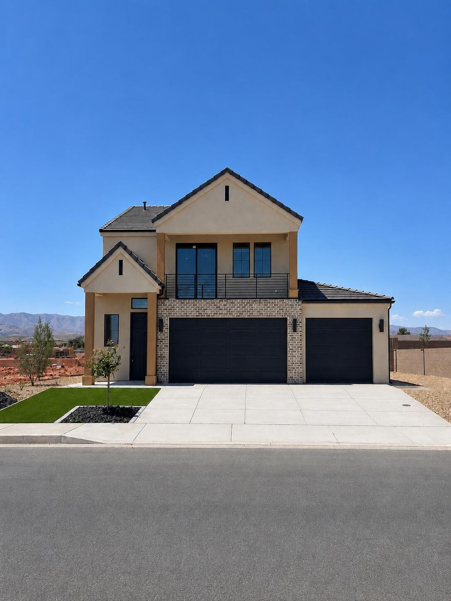 Welcome to the Marigold floor plan in beautiful Santa Clara, UT. This thoughtfully designed 2-story home offers 4 bedrooms, 2.5 bathrooms, 2,159 sqft, and an oversized 3-car garage. Enjoy mountain views from the front deck and flexible living space with an upper loft. Designer finishes are included with transparent pricing--no surprise upgrades. Features include completed landscaping with side and rear block wall, upgraded stone and smooth stucco exterior, black-framed windows, gourmet kitchen with upgraded appliances, 42'' upper cabinets, tile surrounds, upgraded flooring, custom closet shelving, and a concrete rear patio. Located near Black Desert Resort, Harmons, and Gubler Park. This home offers thoughtful design, elevated finishes, prime location, and outstanding value in Santa Clara. carpet and hardwood flooring, and custom closet shelving with spacious walk-in closets. Exterior features include fully finished landscaping, a concrete rear patio extension with side walkway. Located in a desirable Southern Utah community near Black Desert Resort, Harmon's Grocery, Gubler Park, and abundant recreation. Ask about community amenities and additional availability.
This home combines thoughtful design, upgraded finishes, prime location, and exceptional value in Santa Clara.