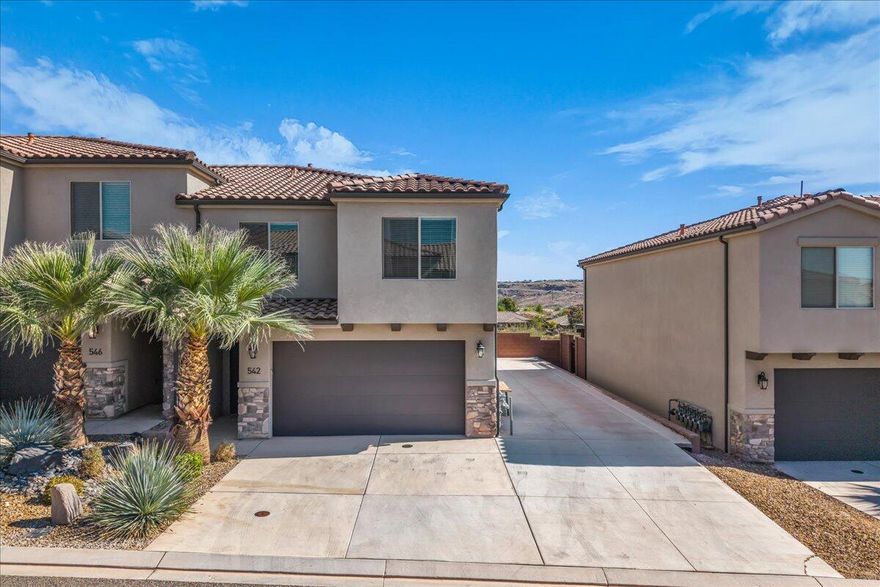 FULLY FURNISHED VACATION RENTAL — Located in the sought-after Vida Sol community, this beautiful townhome is approved for nightly rentals and designed for ultimate comfort and convenience. Featuring an open-concept floor plan, hardwood floor throughout, a spacious kitchen with stainless steel appliances, and a bright family room that flows seamlessly to the private backyard — complete with a hot tub, BBQ, and gas fire pit for incredible outdoor living. Upstairs, enjoy a large loft, a luxurious primary suite with a spa-like bath and walk-in closet, plus two additional bedrooms and a full bath. Community amenities include a heated year-round pool and shared RV parking. Perfectly situated near walking and biking trails, and just minutes from Zion National Park, Bryce Canyon, Brian Head Ski Resort, Snow Canyon, Quail Creek, and Sand Hollow Reservoir. Easy access to freeway, shopping, and dining makes this property the ideal turnkey investment or personal getaway! Seller has four years of proven rental history available to approved buyers. Buyer to verify all information.