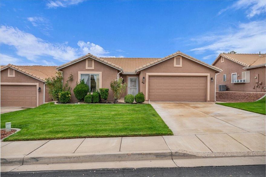 Perfectly situated in the heart of town, this inviting 2-bedroom, 2-bathroom home in a well-established 55+ community offers both comfort and convenience. Step outside and stroll to Red Cliffs Mall, The Boulevard Home Furnishings, restaurants, and entertainment—everything you need is just minutes away. 
The attached garage features a durable epoxy floor and ample built-in cabinetry for organized storage and workspace. Inside, the home is immaculately clean and well cared for, offering a solid foundation for easy updates to reflect your own style and preferences. Enjoy low maintenance living in a friendly neighborhood known for its peaceful atmosphere and unbeatable location. A great opportunity to own in one of St. George's most convenient 55+ communities!