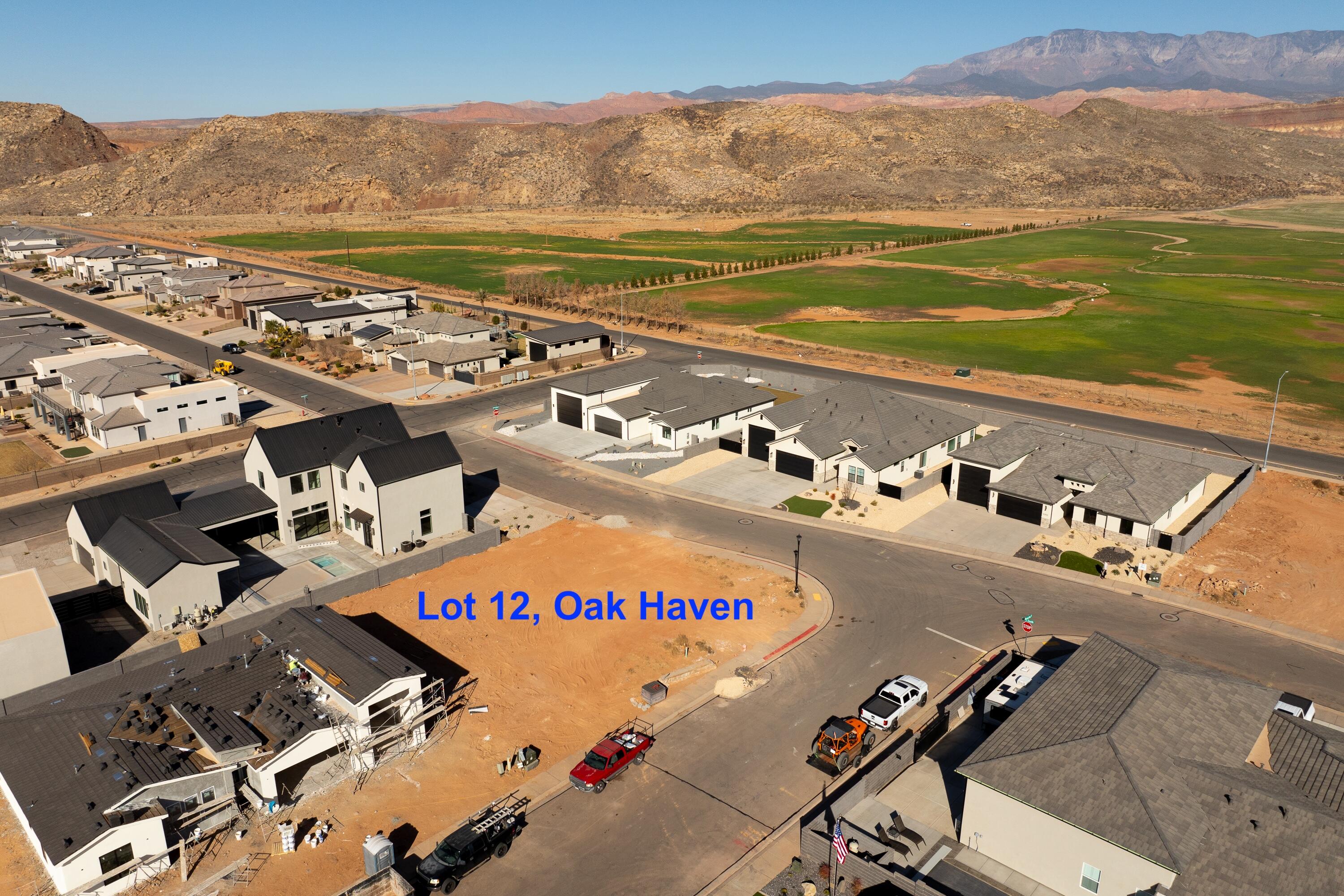 Lot 12 is a flat corner lot with an option for either a north or east facing orientation. Oak Haven is a brand-new subdivision near Sand Hollow State Park, reservoir, and sand dunes. Each lot is pad ready, the earth fully compacted, and ready for your contractor to dig the footings for your new home, saving you tens of thousands in pad prep. RV garages are allowed and all builders are welcome. Don't have a builder for your new home? Call for a referral and some great options for house plans. Call for information about setback requirements, high-speed internet, CC&Rs