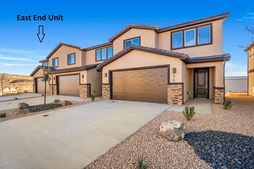 Brand-new, move-in-ready townhouse in a desirable location, thoughtfully built with quality upgrades throughout. The bright, open main level keeps living spaces connected, perfect for entertaining and everyday life.
The kitchen features custom cabinetry, quartz countertops, and stainless steel appliances. Throughout the home, quality flooring, tile shower and tub surrounds, enhanced soundproofing, and other thoughtful construction details create a peaceful and durable living environment.
Upstairs, all four bedrooms are well-sized, including a primary suite with a spacious walk-in closet and a master bathroom. Outside, the private backyard offers a serene retreat with artificial turf and a block wall for added privacy. Located in the Hurricane Heights TH community, this home is close to schools, shopping, excellent hiking and biking trails, Sand Hollow Reservoir, and Zion National Park, approximately 30 minutes away.