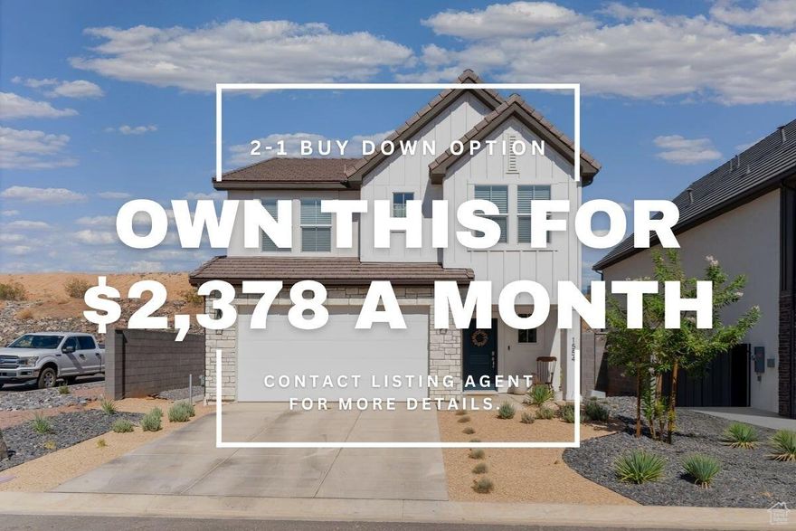 Seller is offering the option of a rate buy down. With a 2-1 buy down, your estimated first-year payment could be around $2,378 per month. Contact me for full details.Newly built home in DR Horton subdivision, this Bryce Model features 4-bedroom, 2.5-bath home with a 2-car garage blends modern design and thoughtful details. The open-concept main floor features a spacious living area, dining nook, and kitchen with gas stove, large pantry, and plenty of counters and cabinets. Accent walls throughout add style, while a brand new water softener brings convenience. Upstairs, the master suite offers a walk-in closet and full bath, with laundry nearby. Outside, enjoy ridge views with no backyard neighbors, relax on the covered patio, or perfect your short game on the turf yard with putting green