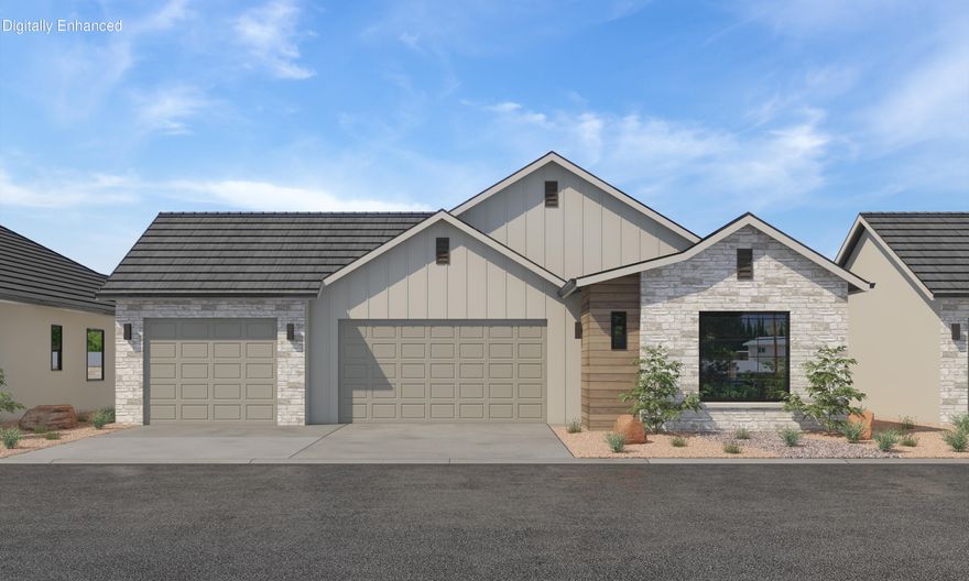 This is the August Floorplan under construction and ready for move-in late February 2026.  Home has over $84k in design upgrades and fully landscaped in SunRiver's newest 55+ Active Adult community with the 1st phase of amenities breaking ground November 2025 and ready for use late 2026.  No HOA payments for 2 years after closing for Founders Club (First 74 closings). Located west of Toquerville, with views of mountains in every direction.  With over 1,200 homes planned it will be the perfect size, not too big, not too small.