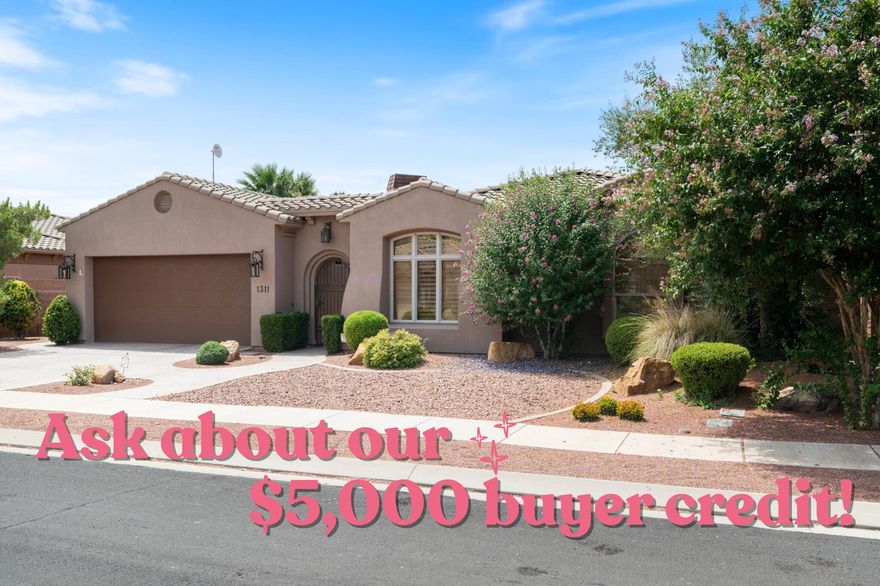 Quiet might be the biggest luxury left in Southern Utah—and Pinebrook delivers. Even better? The seller is including a $5,000 Buyer Credit for rate buydown or whatever you want!
Tucked off Indian Hills Drive with no HOA, this Cary Blake-designed home is thoughtfully built and well placed. The gated front courtyard with fireplace sets the tone for indoor-outdoor living. Inside: neutral tones, stainless appliances, and another cozy fireplace. The oversized two-car garage has an attached workshop/storage shed, and out back you'll find a pet-ready patio and xeriscaped yard—low maintenance so you can hit the trails instead of the lawnmower. Recent updates include HVAC, water heater, and softener. Just 10 minutes to epic hiking and biking, yet it feels like a quiet world of its own.