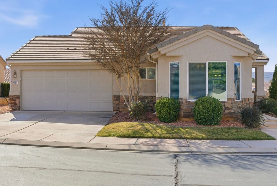 Very well decorated & upgraded Morningstar on Premium corner lot with Mtn Views, fenced yard, covered patio, tile floors, window coverings, low E windows, den/guest room, computer room with built-in desk, just like the model home, Great location close to Community Center. Located in Utah's premier 55+ community with 18 hole championship golf course.