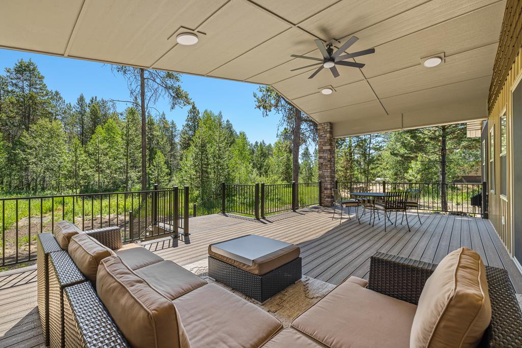 The deck backs up to the lagoon & public land behi, Ceiling fan, wired for a hot tub.