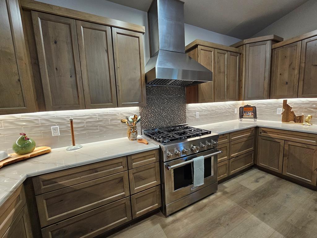 Solid alder cabinetry., Alder cabinets throughout the house with soft close drawers.