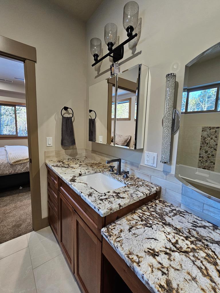 Vanity area with LED mirror.