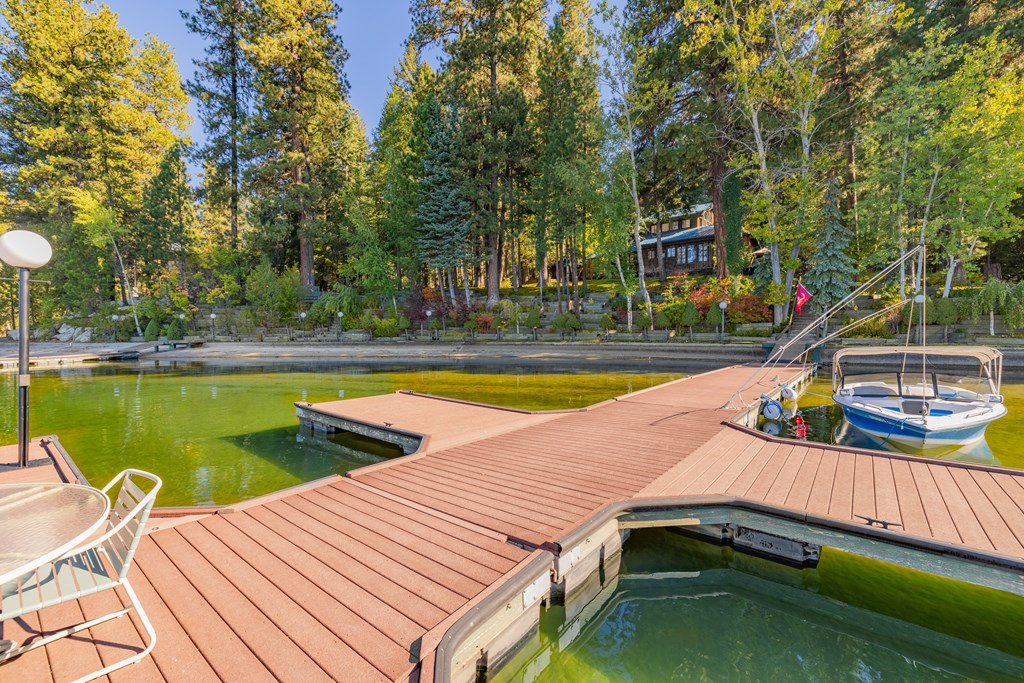 Shoreline of the property., Property viewed from the deck.