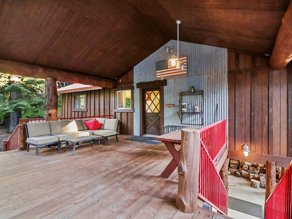 patio with stairs to parking