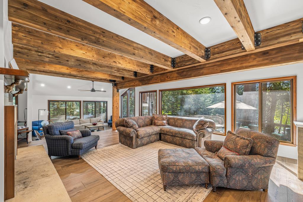 Wooden beams in the living area.