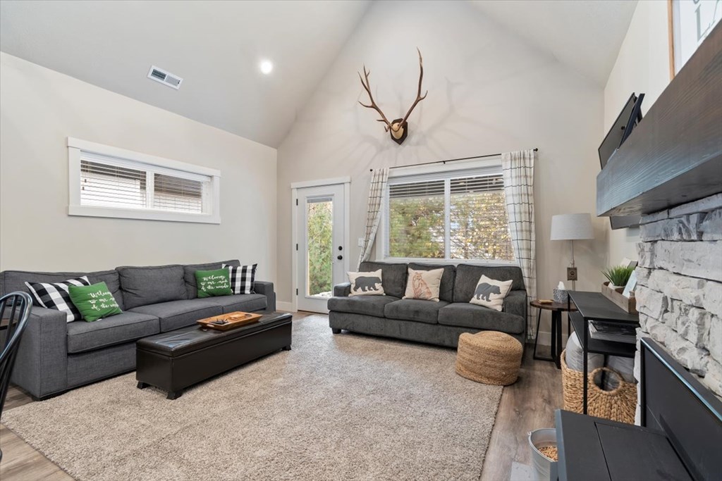 Living Room with Vaulted Ceiling