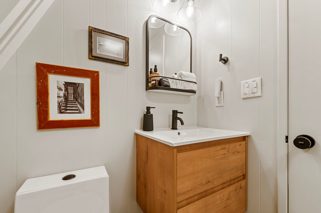 Guest Bathroom, Located on the main floor, this 3/4 bath is and ideal guest bathroom.