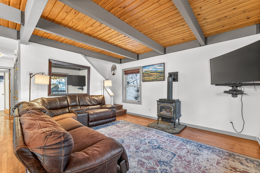 Beams accent the ceilings.