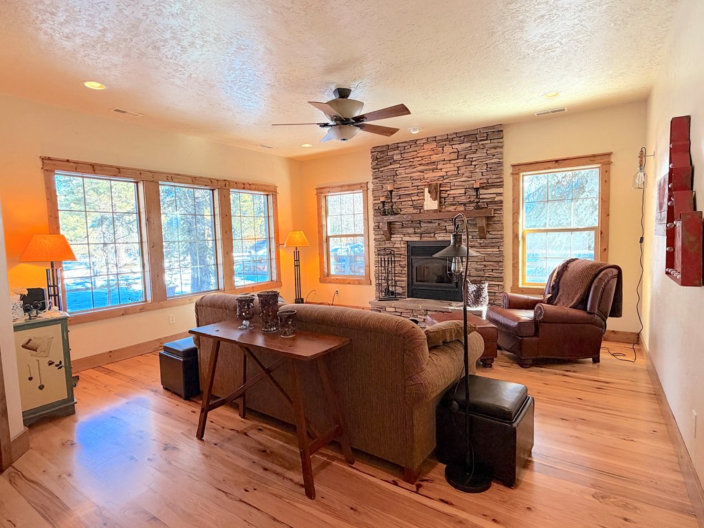 Living Room w/ Wood Fireplace