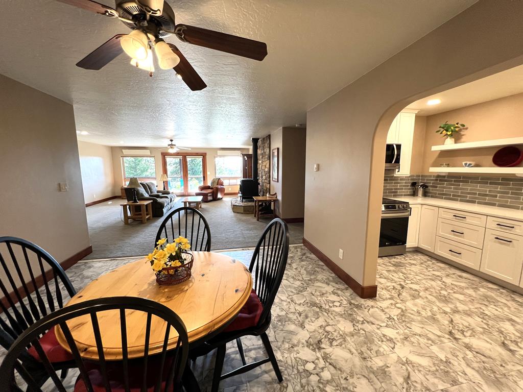 Downstairs dining area, kitchen and great room
