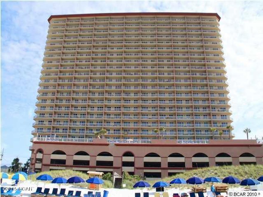 ONE OF THE BEST 1BR FLOORPLANS ON THE BEACH! TILE THROUGHOUT! Located in Sunrise Beach Condominium in Panama City Beach, this 1Bed/2Bath+Bunk has it all! Perfectly decorated in a beachy chic theme with many upgrades including granite counters in the kitchen. MASTER ON THE GULF and Living room on the gulf. The Bunkroom is huge, and has a door and a window, not just a bump-out in the hallway. These 1bd's have bigger balconies than the 2bds. FULLY FURNISHED and RENTAL READY. Sunrise has two pools and two hot tubs. One of the outdoor pools is heated in the winter, so you can swim year round. FOUR HIGH-SPEED ELEVATORS serve 221 condos which is one of the best ratio of elevator/condo on the beach. Also, PARKING IS UNDER THE BUILDING, no long walk-over every time you park. Centrally located to all the dining and entertainment PCB is famous for including spas, shopping, golf, fishing and more! Sunrise Beach has amazing amenities, including: 346 feet on the Gulf of Mexico, Gulf front exercise room, covered parking in garage under the building (you don't have walk across the street), 2 Gulf front swimming pools, 2 Gulf front spas, children's water play area, BBQ area with gas grills and more!
