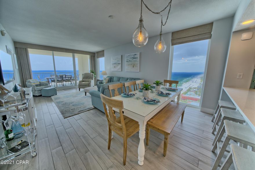 **GORGEOUS PENTHOUSE!** This 4 bedroom 3 bath WEST END-CAP condo with INCREDIBLE GULF VIEWS, a GULF FRONT MASTER BEDROOM and 2 FANTASTIC BALCONIES has been COMPLETELY RENOVATED in 2020 to meet the UPSCALE TASTE of the owners!!. RENOVATIONS include a custom GOURMET kitchen with soft close cabinet door & drawers, glass backsplash, quartz counter tops, S/S appliances including a double oven range, completely RENOVATED MASTER BATH with a walk in shower & spa-look double sink vanity, quartz counter top, (in addition, the 2 guest baths have also been completely remodeled), WOOD-LOOK tile throughout, new plumbing / light fixtures, custom window coverings and the list goes on and on!!. MAJESTIC BEACH is one of PCB's finest communities with unsurpassed amenities is an ABSOLUTE MUST SEE so HURRY!.