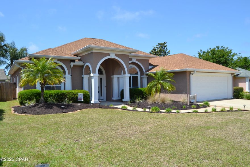STOP what you are doing and make your way to 2510 Pelican Bay Drive ASAP!!!!  This HGTV inspired 4 bedroom 3 full bath home is better than new and ready for a new owner!   The interior of the home looks and feels like it was built in 2022.   From the grand entrance of the home you will notice the open feel with 12' crown mold trimmed ceilings and the built in entertainment center built around a fireplace.  The hardwood floors extend throughout the living room and formal dining room.  The eat in kitchen has custom cabinets, solid surface counter tops, a quality stainless appliance package, stainless oven hood and a MASSIVE pantry.   For casual dining there is an eat in area as well as a breakfast bar in the kitchen.  The bedroom plan is split.  The main bedroom has double walk in closets, a HUGE jetted tub, loads of cabinet and counter space, double vanities and a separate shower.   Bedrooms 2 and 3 are split from the main bedroom and share a bath.   Bedroom 4 is a more private bedroom with a separate bath and easy access to the out side pool and covered patio area.   These bedrooms also feature extra storage above the closets.  The back yard of this home is the slice of paradise you expect from a home at the beach!  The inground pool is perfect for relaxing in the privacy fenced back yard. The covered patio is another living space, making this the ultimate home for entertaining or even your own short term vacation rental.  A two car garage takes care of more storage too!   You have to see this house!   Compare to others and you will see the value in buying a perfectly kept, super clean home!  Call  your Realtor today!
