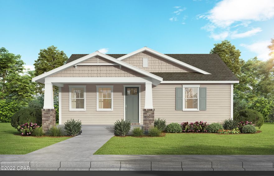 New plans along with modern designs to the waterfront community of SweetBay! Harris Doyle Homes, the community's newest builder, presents its single-level Islamorada plan with Boatbuilder exterior. This 3 bed, 2 bath, 2-car detached garage home creates a comfortable living space with large Great Room with fireplace transitioning into the dining area and kitchen with chef's kitchen overlooking a covered patio. An added mud-room is off the porch and a perfect spot for storage. For privacy, the primary bedroom is separated from the others and conveniently next to laundry. The design team has incorporated stylish finishes with quartz countertops, decorative doors, designer light package, stainless appliances with gas range, built-in microwave, plus a decorative wood hood.