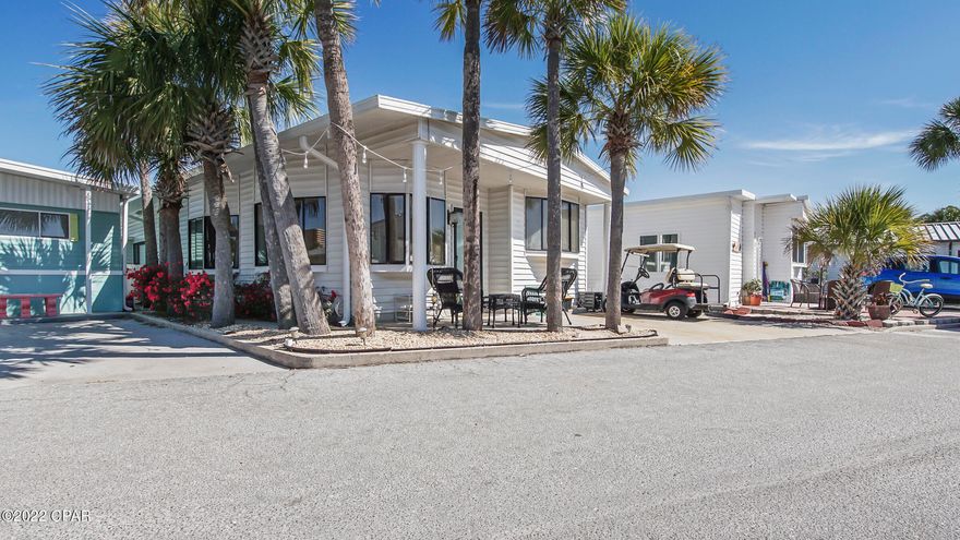 *Under Contract, Seller Accepting Backup Offers!* 

WOW! TURN-KEY, stick built 3 bed, 2 bath home in popular Venture Out! This home would be a great full time residence, second home, or investment property. It is centrally located within the community and comes with a golf cart, making it easy to get the community's dedicated beach access or the fishing and boating area at the community lagoon access. The home comes fully furnished with adorable decor. It has several upgrades including wood-look LVP flooring throughout, stainless steel kitchen appliances, granite counter tops, and a full laundry room! Venture out is a golf cart friendly community located next to St. Andrews State Park and popular restaurants such as Schooners Last Local Beach Club and Patches Pub & Grill. There is communit automobile and golf cart parking at Venture Out's private beachfront amenity area.  Have fun swimming year-round in the heated neighborhood pool! There are so many amenities including the beachfront pool and clubhouse, a second pool more conveniently located to the home, parking and private access at the beach, fishing pier and boat ramp on Grand Lagoon, playground, pickleball courts, and more! You will not want to miss this opportunity to become part of one of the most popular golf cart beach communities in Panama City Beach.