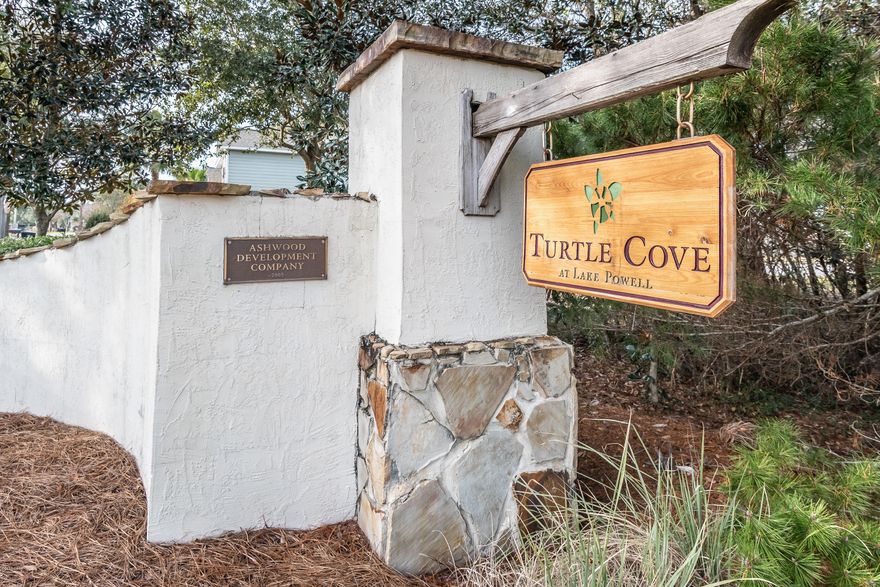 Lot Size is 52 X 163. This is a waterfront lot on Lake Powell with a great view. Lake Powell is a coastal dune and a treasure in the bay county area. Turtle Cove is a great community with fitness center, clubhouse, and pool. There is also a community dock available for owners to use. The community is near shopping, restaurants, Pier Park, and PCB airport. Buyer to verify dimensions.