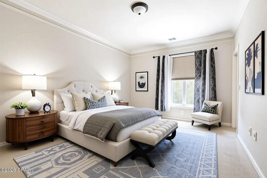 Right in the heart of Panama City, this Baldwin Rowe townhome puts you close to Bay County's top schools, everyday shopping, and local dining. Inside, you'll find a bright, well-kept layout with 9-foot ceilings, elegant crown molding, and granite tile countertops, plus a convenient downstairs half bath for visitors.The main living space opens to a screened-in patio with peaceful pond views-an ideal spot to unwind. Upstairs, all three bedrooms are thoughtfully placed near the full guest bath and the laundry area. The primary suite includes a walk-in closet and a private bath with double vanities and a garden tub/shower combo.Recent updates include fresh interior paint and updated appliances, making this home truly move-in ready. Baldwin Rowe is a gated community with a clubhouse, pool, and covered mail kiosk—perfect for a low-maintenance lifestyle. And with interest rates trending down, now is a smart time to buy and lock in your next home.