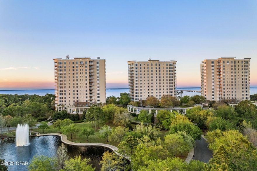 Rare Opportunity To Own The Highly Sought-After Darlington Floor Plan Located In Building 3 On The 16th Floor. Offering Incredible Views In Every Direction Of The Choctawhatchee Bay, Gulf Of Mexico, City Of Destin & Fred Couples Signature Golf Course. This Residence Has Been Completely Remodeled With Exquisite Finishes Throughout. Private Elevator Vestibule Off Foyer With Gorgeous Solid Alder Double Doors. Upon Entering The Residence There Are 2 Guest Bedrooms, 1 With Balcony Access & Both With En-Suite. Follow The Grand Hallway To A Dramatic Study Covered With Custom Knotty Walnut Trim & Finishes, Double Sided Gas Fireplace & Large Balcony. Formal Dining Room Has Unique Wine Cellar With Barrel Storage Cabinet & Tall Wine Cooler. Beautiful Updated Kitchen With Marble Backsplash, Quartz Waterfall Countertops, Subzero Refrigerator, Viking Range, Bosch Dishwasher & Tons Of Custom Cabinetry. Large Great
Room is Open To The Kitchen, Has Gas Fireplace & Access To Both Balconies. Main Balcony Has Stunning Views Of The
Sunset & Full Summer Kitchen.  Owners Suite Is Breathtaking With 180 Degree Views & Juliet Balcony. The En-Suite Offers
Double Vanities Jacuzzi Tub & Lavish Walk-In Closet Made Of Knotty Walnut Cabinetry. Main Living Areas Have Polished
Travertine Floors & Bedrooms Chocolate Pecan Hardwood. This Residence Comes Complete With Large Climate Control
Storage Space, Plus Storage On Unit Level & Golf Cart Space. 
Amenities Galore... They Include: Gated Community, Two Underground Parking Spaces, Private Storage Room, Fitness
Center, State-of-the-Art Health Club, Spa Treatment Rooms, Bi-Level Garden Style Heated Lap Pool w/ Whirlpool, Wine Room
w/ Locker, Catering Kitchen, Lounge, Card Room, Dog Park, Workshop, Potting Room, Guest Suites, Outdoor Patio & Stone
Fireplace, Walking Trails, Bocce Ball Court, Tennis Courts, Golf, Equestrian Center, Owners Library, Clubroom with Banquet
Kitchen, Expansive Gardens and Green Spaces with Reflection Ponds, Arbors, Covered Swings & Benches, & So Much More!