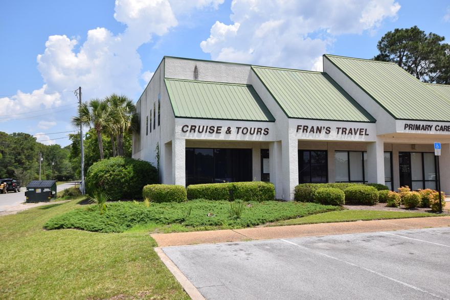 Almost 2,000sf of office space. Reception area, workstations, filing cabinets, and phone system already in place. The back room has ample storage, restroom, and a small kitchen area. Upstairs has a kitchenette, full bath with shower, large closet, and sky lights. Dual zone air conditioning. End unit with ample parking with access off 23rd St and Fortune Ave. 32,000 vehicles pass by this location daily. High visibility.                       IF MEASUREMENTS ARE IMPORTANT PLEASE VERIFY.