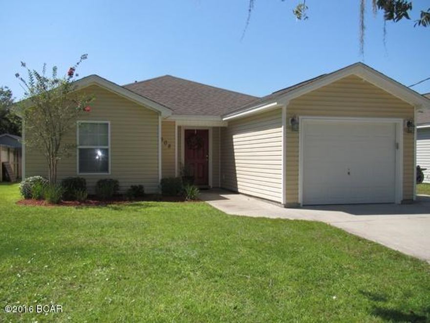 Adorable 3/2 in desirable Lynn Haven area. Open floor plan home built in 2006 featuring high ceilings in the living/dining area. Kitchen is tiled with stainless appliances. All bedrooms and living room are carpeted. Seller has customized the closets in this home to allow for maximum storage.  Huge fenced-in backyard with screened-in porch, patio making it a perfect place for your outdoor gatherings. Yard has irrigation system hooked to separate city water meter and a 9x12 storage shed.  Home is in MOVE IN CONDITION and won't last long call for your private showing today.   All ages, sizes are approx. measure if important