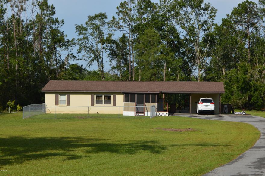 2.5 Acre 3 Bed 1 Bath block home with new roof, new flooring throughout home and newer appliances.  All info and measurements are approx., buyer to verify all deemed important.  Come see this home in the heart of Wewa and located minutes from Callaway, Mexico Beach and Port St Joe.  Some of the best Local Fresh Water Fishing is minutes away at several River Landings. Call today for your private showing.