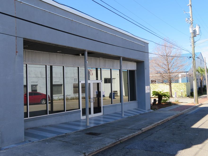 Very Nicely appointed former attorney's office in Historic Downtown Panama City.  Hurricane repairs are complete and the space is ready for immediate occupancy.  The space includes a large lobby and reception area with a public restroom, 9 individual offices (some large enough for an additional conference room),  executive office with private restroom, conference room with 2 door access, 4 custom built-in office cubicles with 6 work stations, kitchen area, large storage room, media room and 2 private restrooms in the office area.  This is a Modified Gross Lease arrangement and perfectly suited for any professional office user with convenience to Panama City & Bay County Governments, Bay County Courthouse and Tyndall Air Force Base .