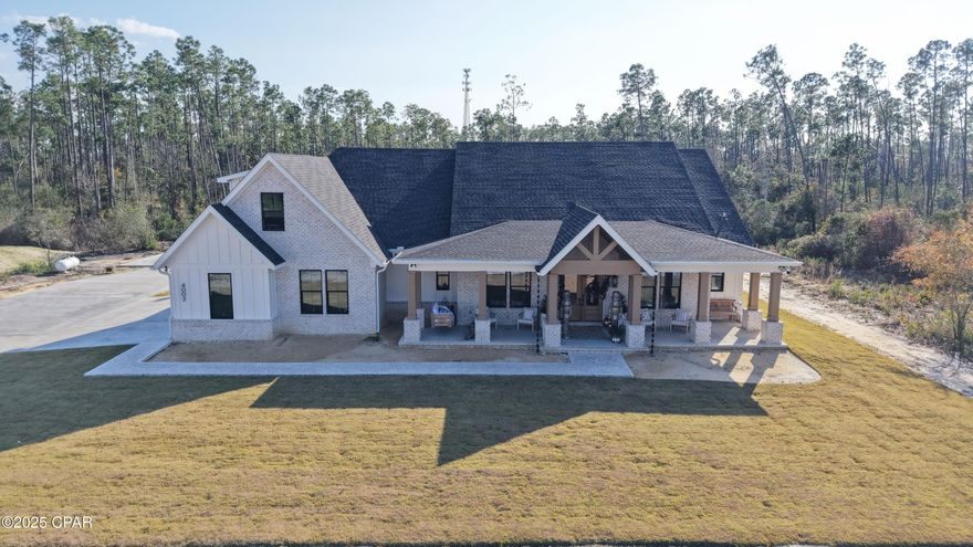 CURRENTLY UNDER CONTRACT, SELLER WILL CONSIDER BACKUP OFFERS
Ben Wortman Construction home built on over 4 acres. Sitting 450' back off the road with a concrete stamped driveway, private setting.  This 5 bedroom 3.5 bath home is completed with high end finishes throughout.