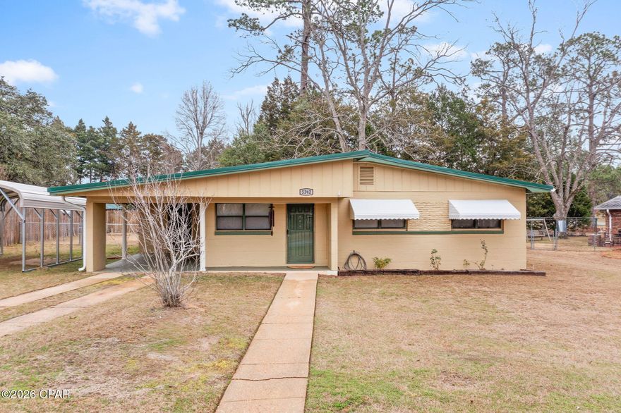 This charming 3 bedroom, 1 bath home offers comfortable living with several recent updates throughout. Inside, you'll find new vinyl plank flooring that adds a fresh, modern touch to the main living areas. The kitchen has been updated and features a functional, efficient layout that makes great use of the space. A versatile bonus room provides flexibility and could easily serve as a dining room, home office, or additional living area. Recent improvements include a new electrical panel, adding peace of mind for the next owner. Outside, the property offers both an attached and detached carport for convenient covered parking. The fenced backyard provides space for pets, play, or outdoor enjoyment, while the storage shed with lean-to offers additional storage for tools, equipment, or hobbies. Located just minutes from The Baptist College of Florida, this home is a great opportunity for a primary residence or investment property.