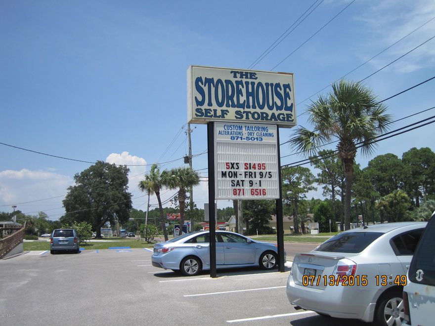 Mini Storage facility: 403 indoor storage units.100 outdoor RV/boat/car parking spaces. There is about 2.5 acres of land included with the property that is not being used. Additional storage units or Covered RV parking could be built and add to the revenue stream. Fully fenced, lighted with 24 hour security gate access. On site managers office/residence. Good mix of unit sizes and types including office warehouse spaces for business use. Property fronts on three roads, high traffic and high visibility. Closest storage facility to Tyndall Air Force Base. Excellant occupancy rate, excellent 8.9% return on investment, at list price. Unused vacant, highway front land provides opportunity to grow income. Add covered RV parking, truck/trailer rental, office warehouse space.
