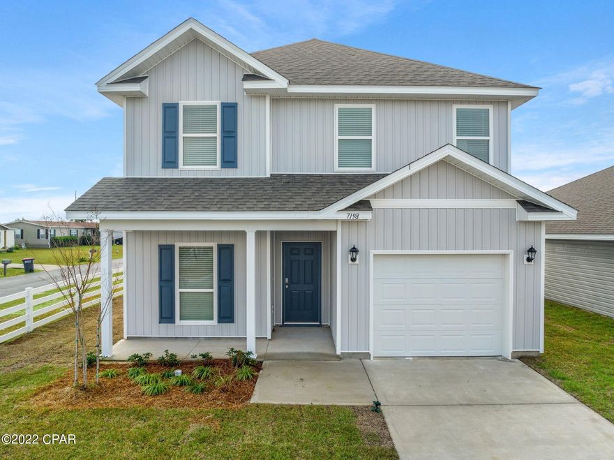 The Alabaster floorplan is a beautiful four bedroom, three and one-half bath home. It is located inside the beautiful Old Towne Village. The kitchen is open and spacious with plenty of cabinetry, a corner pantry, a center island with sink and dishwasher. The standard appliances include, a stove, microwave and dishwasher. Bedroom 1 is just off the large living area and has a dual sink vanity, a large soaking tub, separate shower and a walk-in closet. Additional features include, vinyl flooring throughout the common areas and carpet in the bedrooms, nickel hardware on interior doors. Living here would mean that you are approximately 5 minutes to Tyndall Air Force Base and close to numerous shopping and dining establishments. If you're looking for the perfect community, you've found it!

Pictures may be of similar, but not necessarily of subject property, including exterior and interior colors.

This home comes standard with a Smart Home Technology package which includes a KwikSet keyless entry, Skybell doorbell,
automated front porch lighting, an Echo Dot device, and Quolsys touch panel which can be integrated to control your lighting,
thermostat, front door and so much more. A builder 10-year structural warranty is also included.