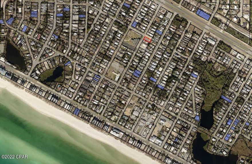 Opportunity to build your dream beach home, second home or vacation rental.  Currently used as overflow parking for church.  Asphalted parking and storage garage on property.  Adjacent to dead end county right of way on North boundary side.  *All important listing information should be verified