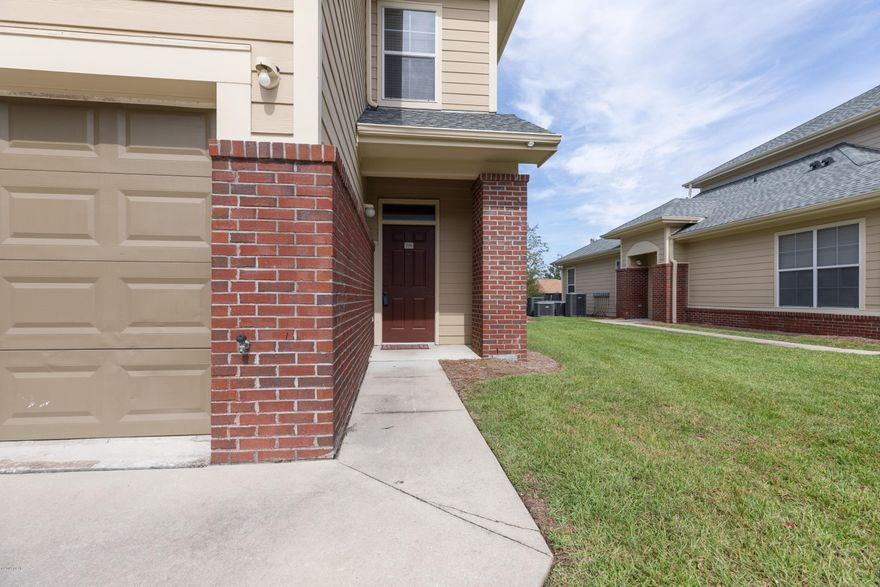 Currently under contract seller excepting back up offers. Best priced unit in Baldwin  Rowe! This beautiful 3 bedroom 2.5 bath home is located in the gated community of Baldwin Rowe. This community  has a pool, pond, communitty room, and is close to everything. This is a must see property with granite countertops in the kitchen and wood flooring in the living room. Downstairs is a spacious open floor living/dining/kitchen area with a 1/2 bath and the garage. Upstairs has 3 bedrooms,  2 baths and the laundry room. This is an end unit with a new roof, repainted throughout,  and new screened in back patio. New carpet upstairs coming soon! Why pay more to rent than own you own home for less!