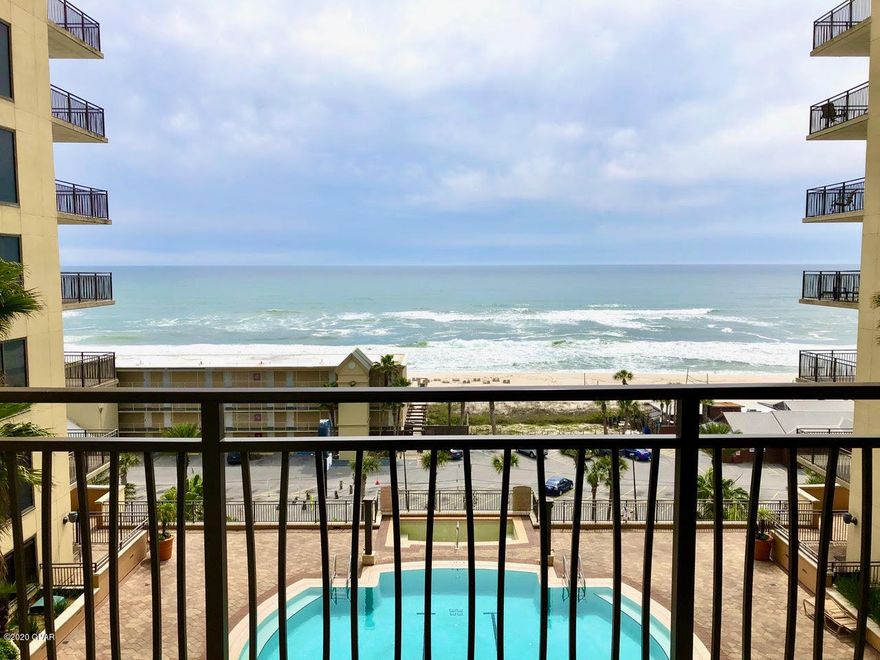 Available immediately...Front and center location studio in Origin at Seahaven overlooking the pool and Gulf. Fully furnished including housewares, electronics, and accessories. Kitchenette, Gulf view balcony, sleeps four with King bed and sleeper sofa. Origin is beautiful...the only Panama City Beach condo with hotel design and interior corridors, mahogany entry doors, custom hall sconces and address plaques, pendant lighting, granite, raised panel cabinets, a theater, fitness center, and observation decks, dining terraces, parking in the building. Perfect location just one mile East of Pier Park, walking distance to Gulf World, across from Sharky's and Hang Five Beach Bar & Grill, close to Frank Brown Park and less than 20 minutes gate to door from the airport.