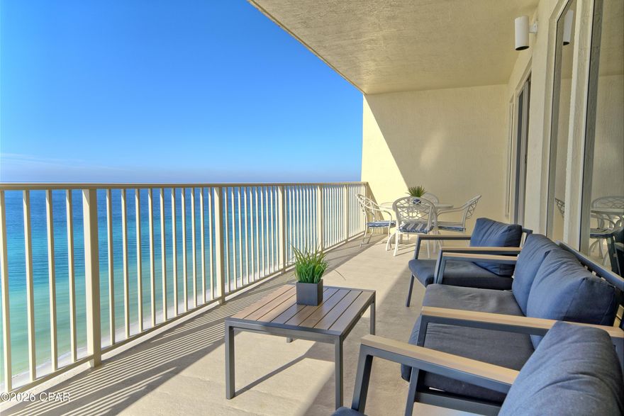 Live the coastal dream in this beautifully updated 17th-floor Gulf-front condo at the highly desirable Gulf Crest Condominiums. This spacious 2-bedroom, 2-bath residence with bonus bunks offers a split, open floor plan designed to maximize comfort, privacy, and breathtaking Gulf views. Luxury vinyl plank and tile flooring flow throughout the unit, creating a clean, modern coastal feel.

The updated kitchen features quartz countertops, modern finishes, and opens seamlessly to the living and dining areas—perfect for entertaining while enjoying wide-open views of the emerald waters and sugar-white sands. Floor-to-ceiling glass leads to an expansive beachfront balcony, ideal for morning coffee, sunset cocktails, or simply relaxing to the sound of the waves.

Thoughtfully refreshed with coastal décor and updated finishes, this condo offers both style and functionality. Whether you're searching for a full-time residence, a second home, or a strong vacation rental investment, this unit delivers on location, layout, and upgrades.

Residents and guests of Gulf Crest enjoy resort-style amenities including two beachfront pools, hot tubs, a tiki bar, fitness center, and direct beach access, all conveniently located in the heart of Panama City Beach.