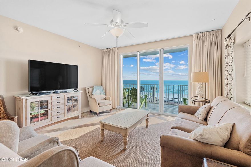 THIS FLOORPLAN DOES NOT COME ON THE MARKET OFTEN! SNATCH IT WHILE YOU CAN! 3 bdr/3 ba with spectacular view of the Gulf of Mexico and let's not forget the sunsets you will experience from your balcony. The balcony is accessible from both the living room and master bedroom. Each bedroom has its private full bathroom. Great for family get together. Nothing has been left out with the decor and furnishings, the unit also includes upgraded granite in kitchen, owners' closet, laundry room with full-size washer and dryer, steel appliances, nice breakfast bar, walk-in closet in master bedroom. Being on the third floor you have easy access from the parking to your condo without using the elevator. This property will make a wonderful second home or investment property. Majestic Sun amenities include heated indoor/outdoor pool, hot tub, fitness center, parking garage, and is located within the gated golf course community of Seascape. The resort has a golf course, tennis, many on site restaurants, PLUS 2000 feet of snow-white beaches.